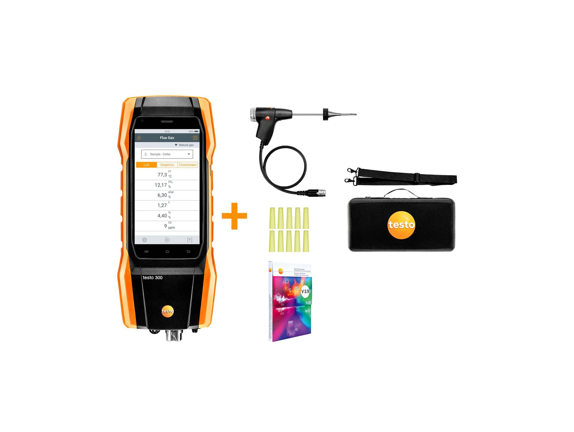 testo 300 kit 2 - flue gas analyzer (O2, CO H2-compensated up to 8,000 ppm)